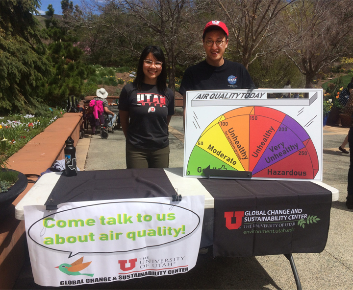 Katherine Bui (left) and Junsik Kim (right) at Red Butte Gardens for their Arbor Day Celebration on April 26, 2019.   "